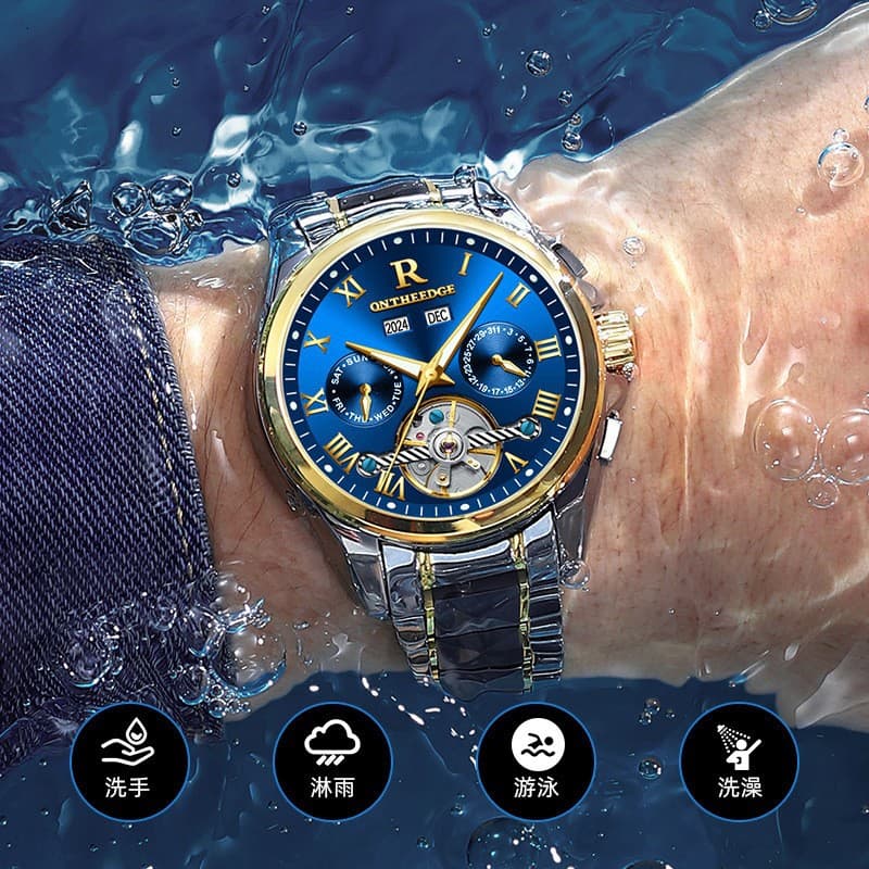 Waterproof swiss watch, mechanical mechanical watch, steel belt, bike cassette, men's watch, high-quality style, fully automatic 3