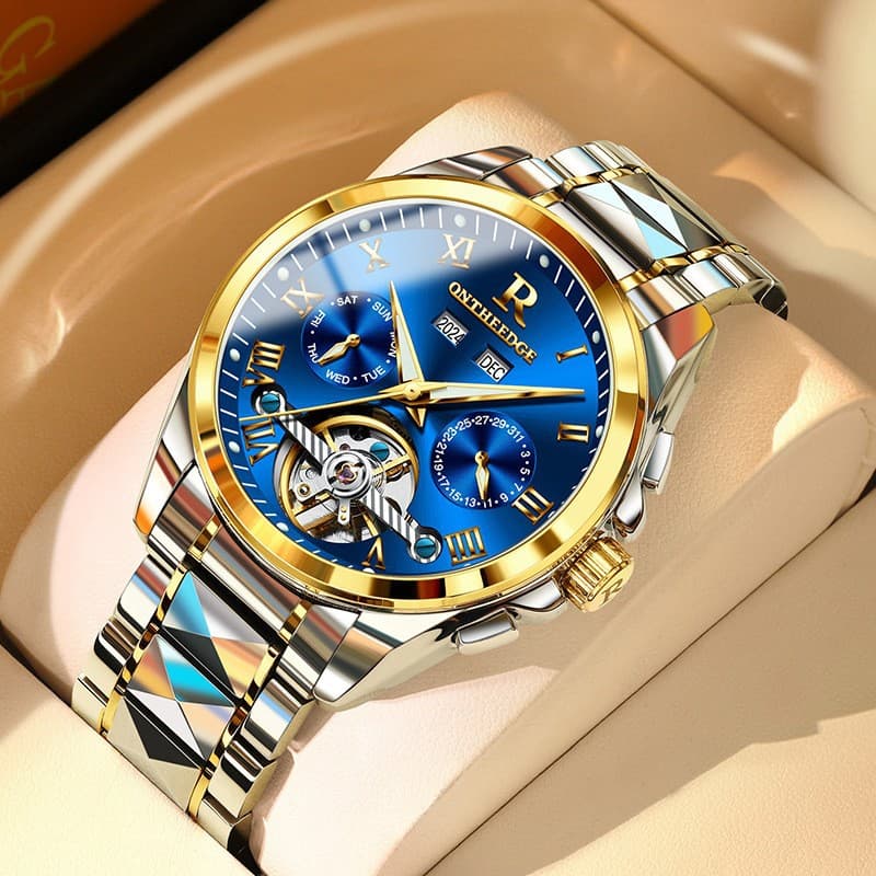 Waterproof swiss watch, mechanical mechanical watch, steel belt, bike cassette, men's watch, high-quality style, fully automatic 1