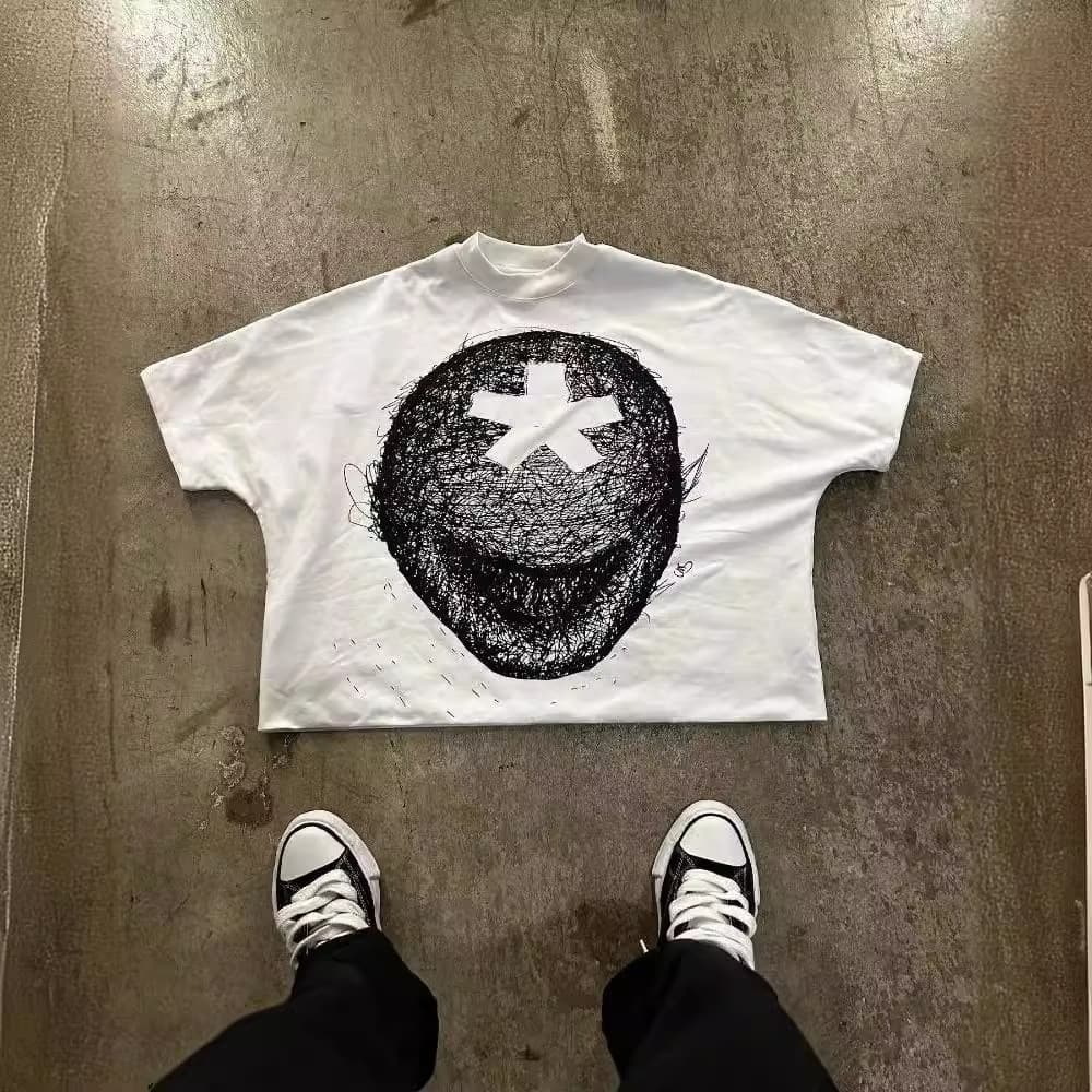 Men's T -shirt Y2K TOP 2024 Gothic punk graphic printing 0Versized shirt men and women