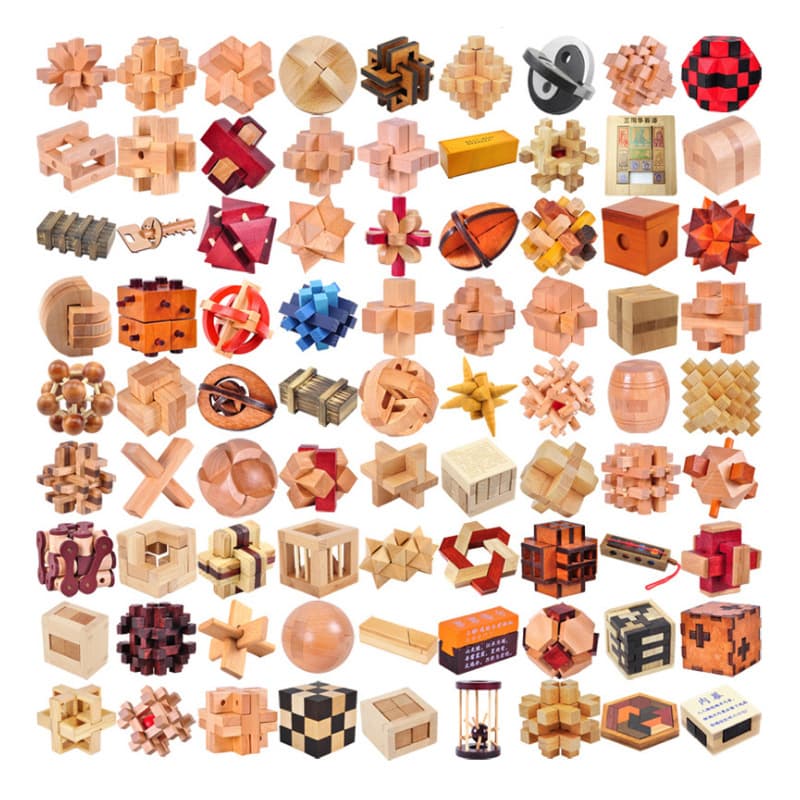 Brainteaser, wooden classic toy, full set 1