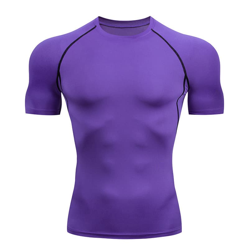 Quick dry T-shirt for gym, body-friendly sports elastic breathable uniform for training, with short sleeve, tight, for running 4