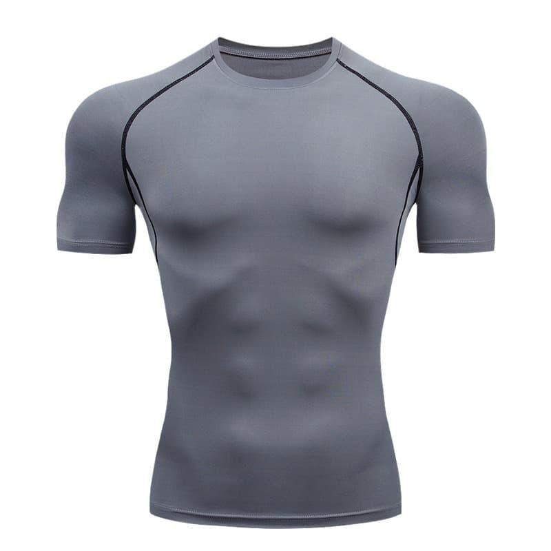 Quick dry T-shirt for gym, body-friendly sports elastic breathable uniform for training, with short sleeve, tight, for running 5