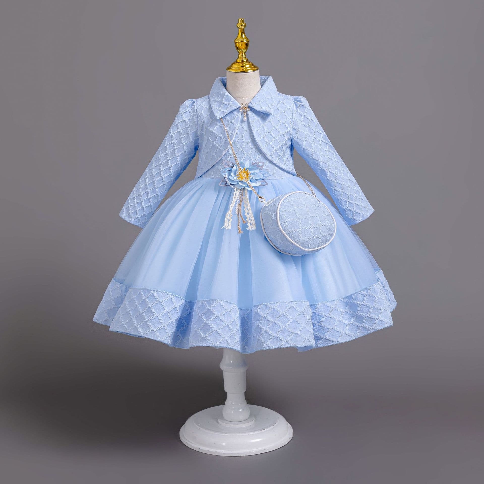 Set, skirt, long-sleeve, wedding dress, piano performance costume, new collection, (Physicals), 3 piece set 4