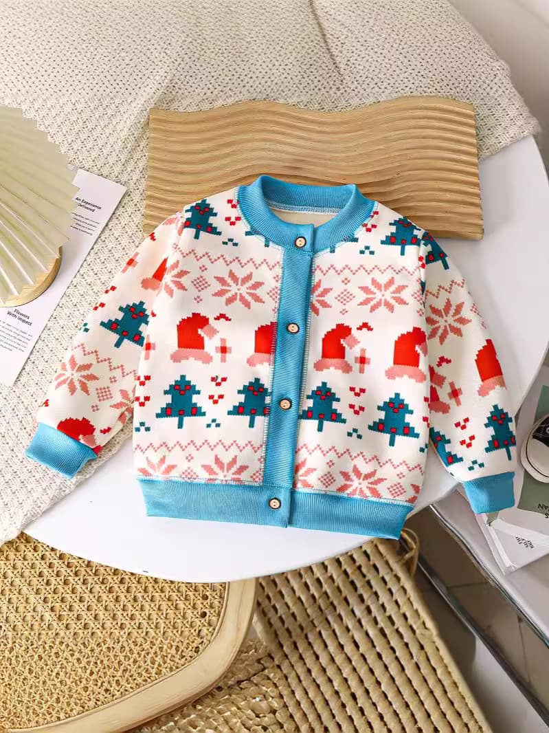 Children's keep warm cardigan for men and women, knitted warm jacket, sweater with a round collar 3