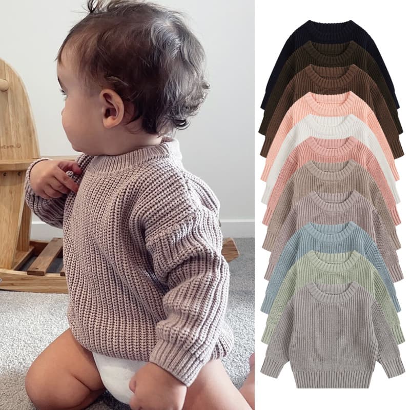 Children's autumn knitted base body-friendly sweater with a round collar for boys 1