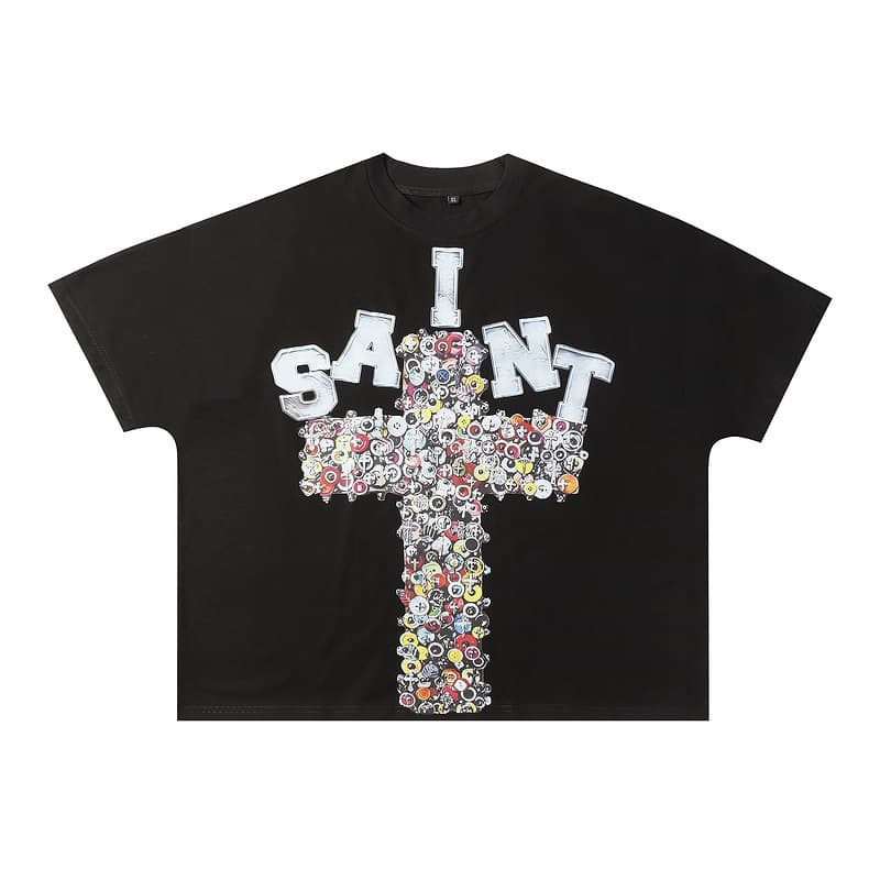 Saint Boxy Fit Cross Print T-Shirt Men 1