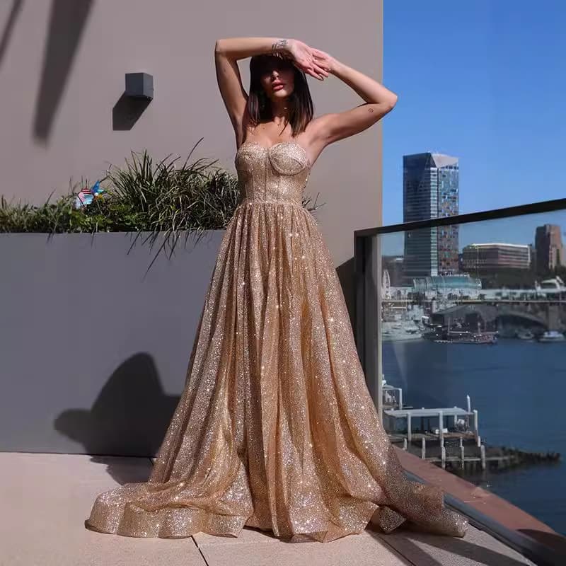 (Cross-border trading), evening dress, fitted tube top, brace, long skirt, graduation party 2