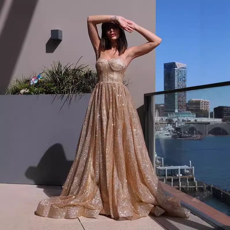 (Cross-border trading), evening dress, fitted tube top, brace, long skirt, graduation party 4