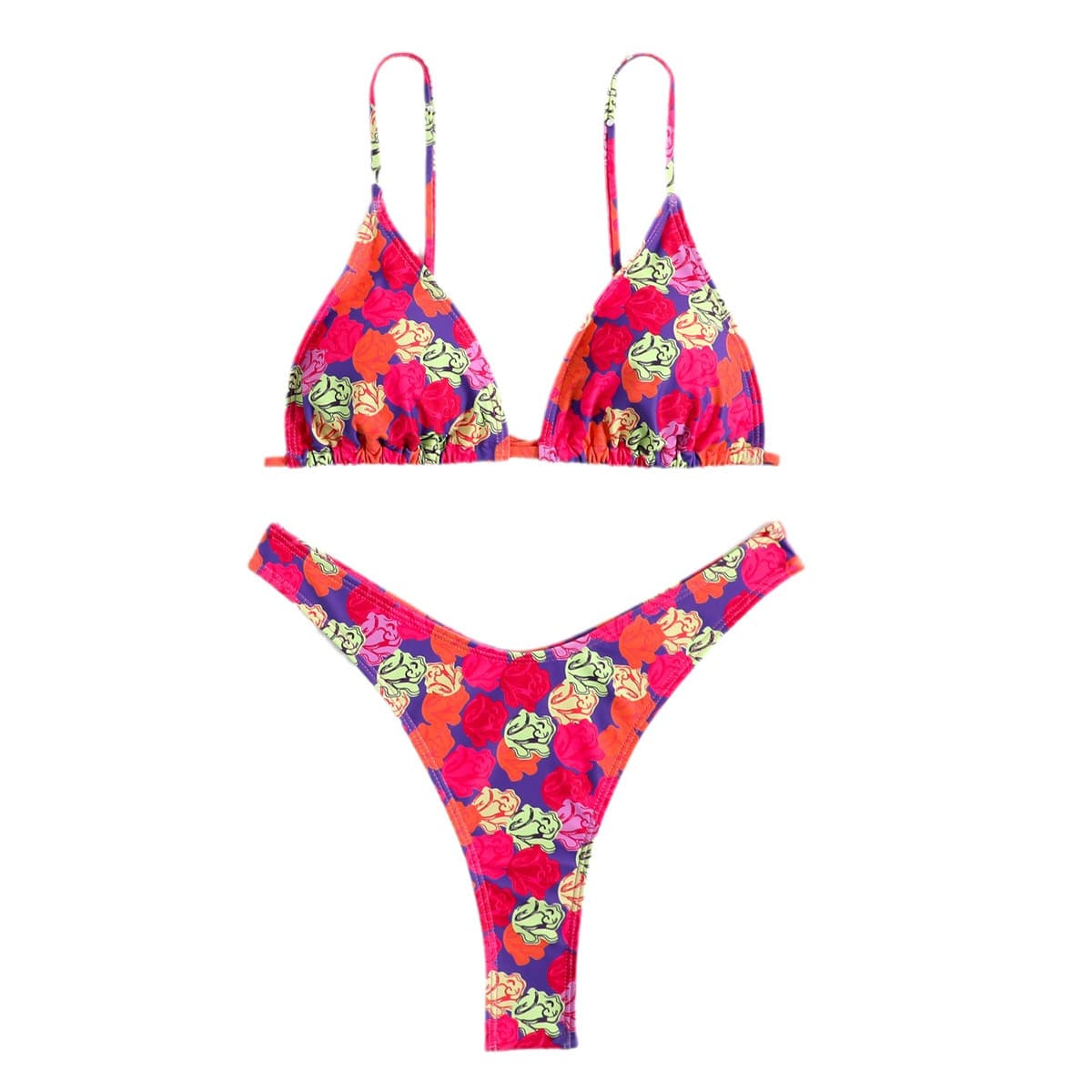 Swimwear, supporting sexy set, European style, floral print, high waist, tight, backless 5