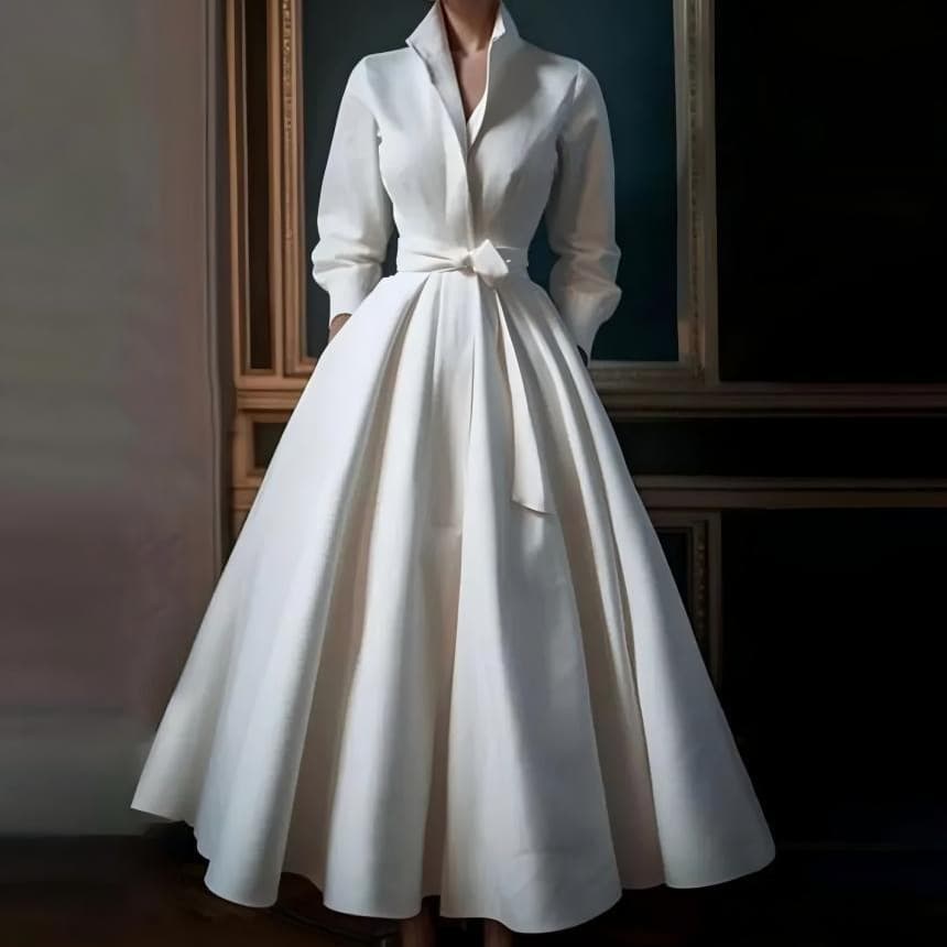 Retro wedding dress, long evening dress, french style, Aliexpress, city style, V-neckline 2