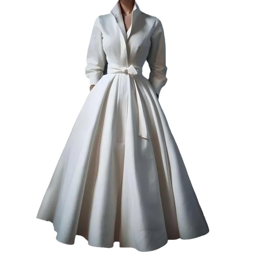 Retro wedding dress, long evening dress, french style, Aliexpress, city style, V-neckline 3