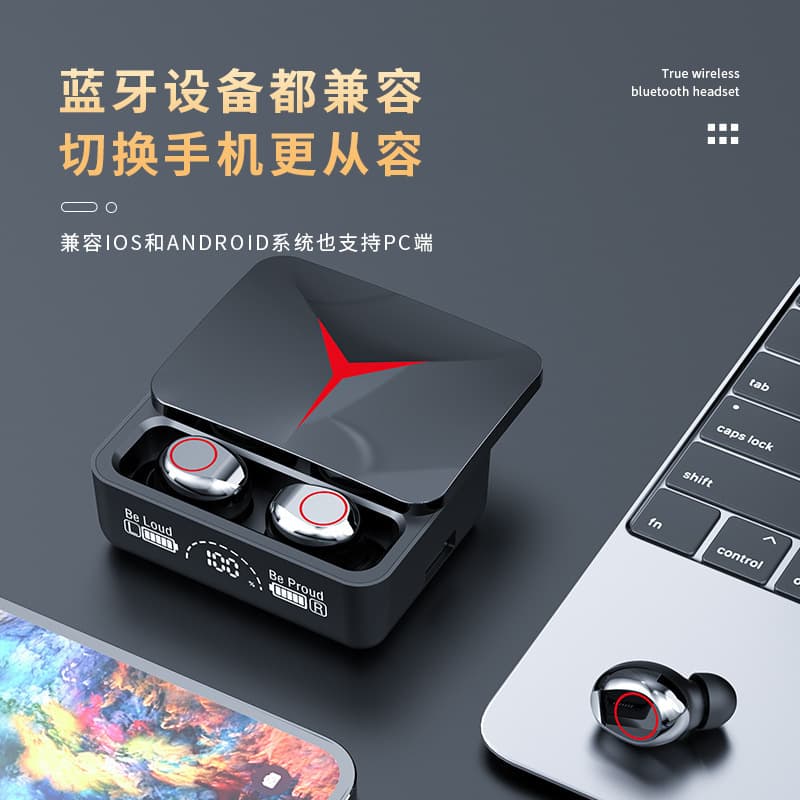Cross-border m10 Bluetooth headset large power in-ear wireless touch noise reduction ultra-long battery life digital display F9-5c headset 3