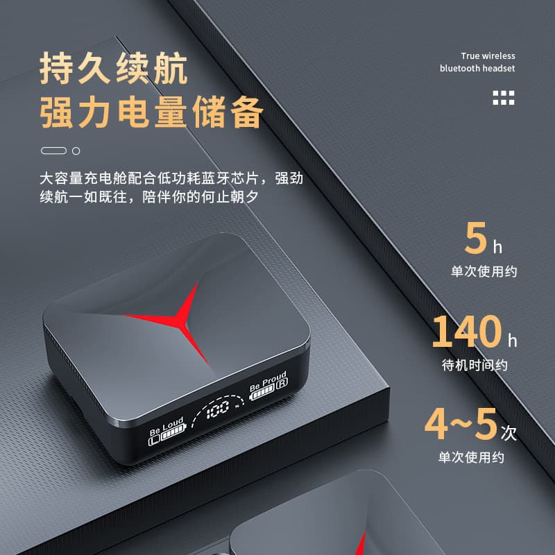 Cross-border m10 Bluetooth headset large power in-ear wireless touch noise reduction ultra-long battery life digital display F9-5c headset 4