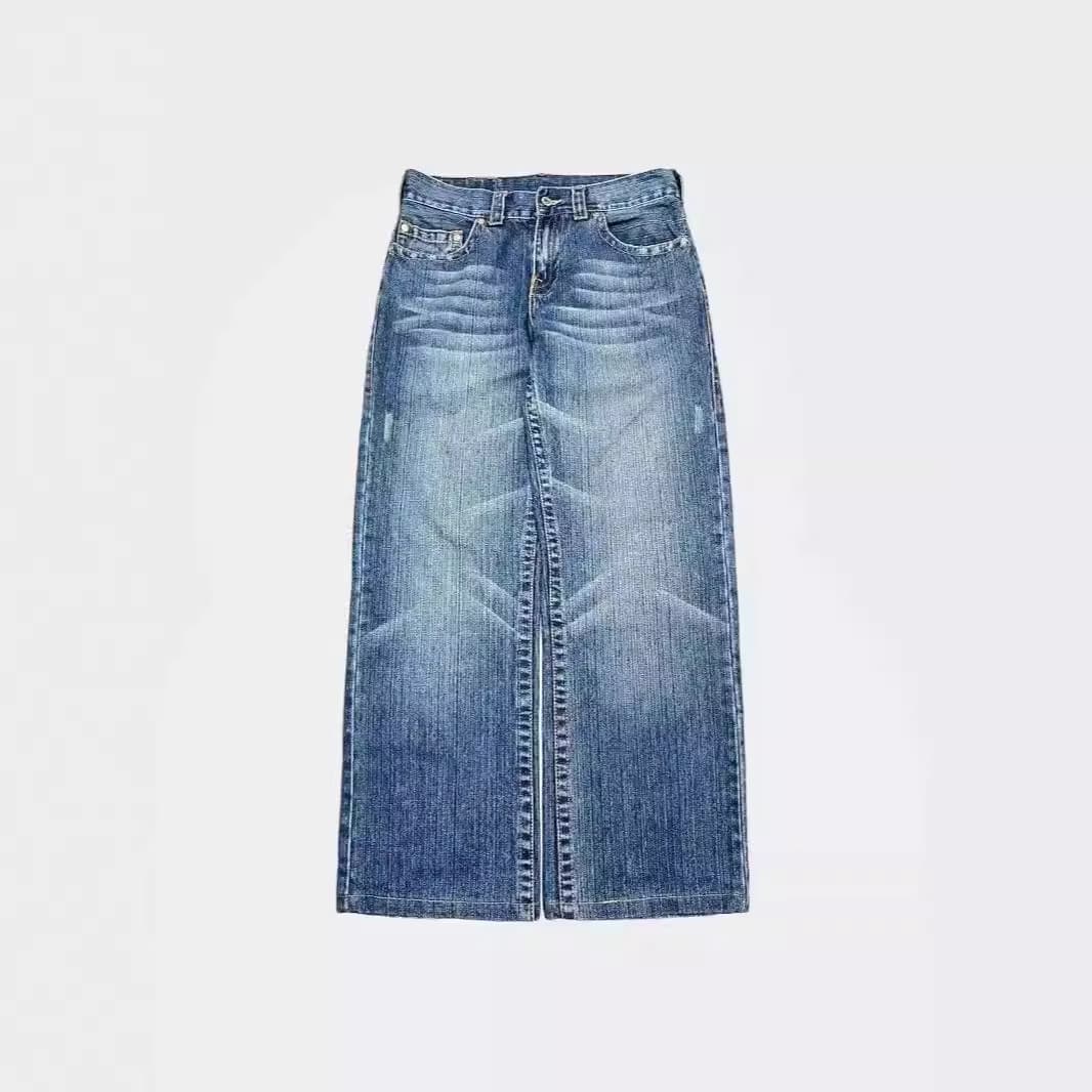 Retro trousers, loose straight jeans, direct factory sales, American style, with embroidery 3