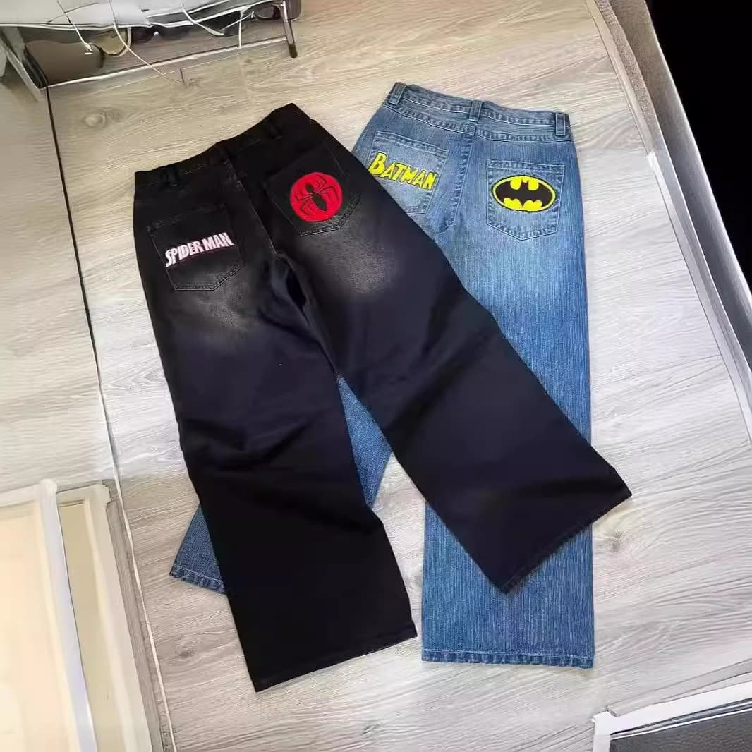 Retro trousers, loose straight jeans, direct factory sales, American style, with embroidery 1