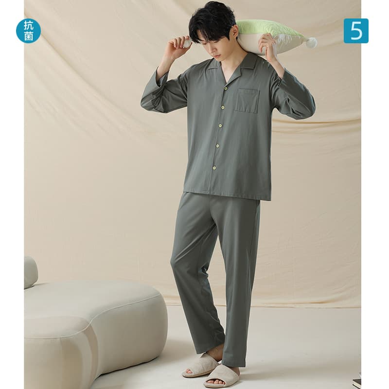 Antibacterial cotton demi-season pijama, men's long-sleeve 2