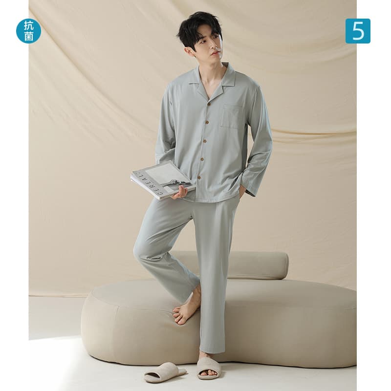 Antibacterial cotton demi-season pijama, men's long-sleeve 1