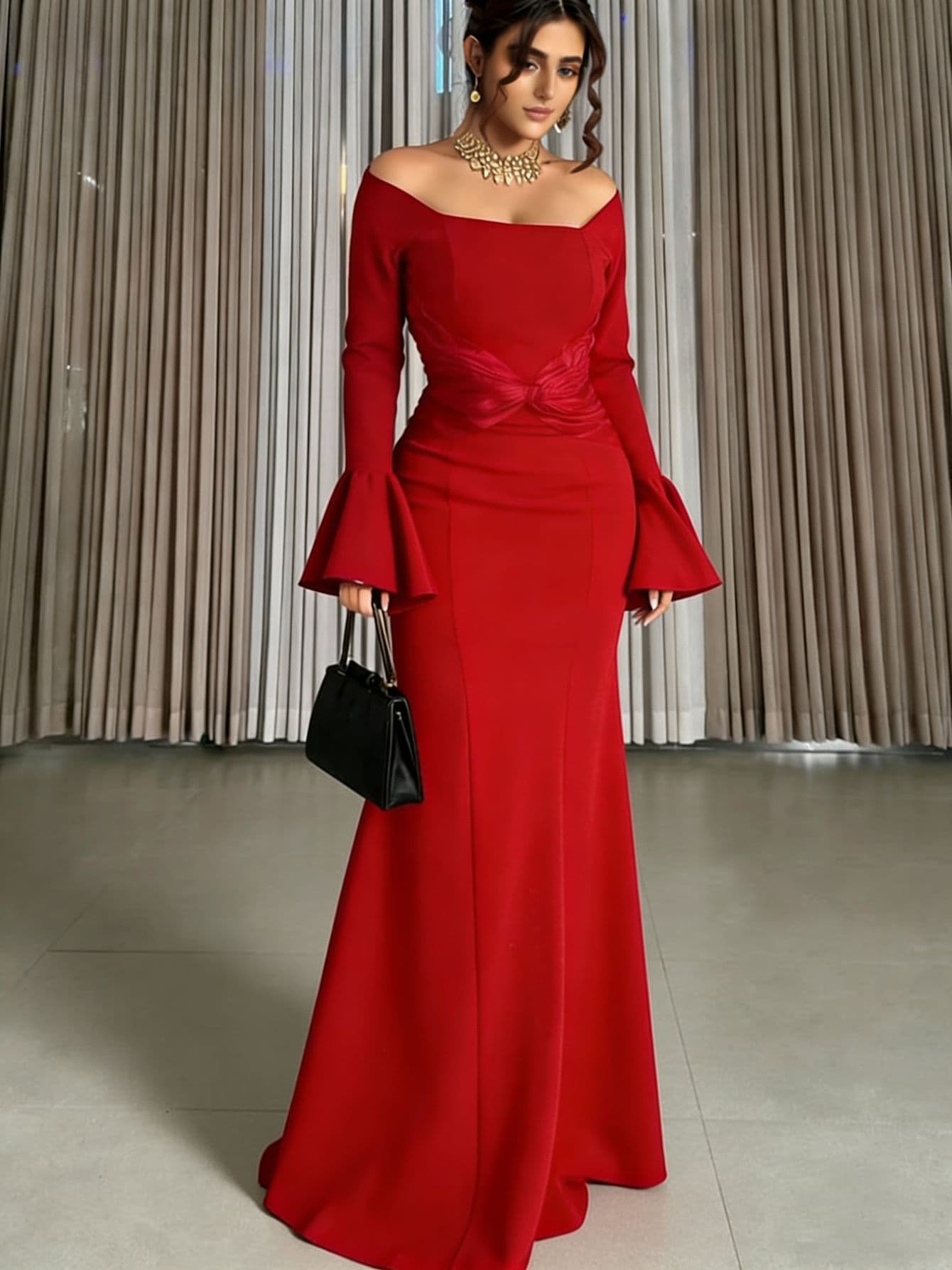 (Cross-border trading), long-sleeve, dress, 801W, (Physicals), European style, city style, Amazon, with sleeve, open shoulders 2