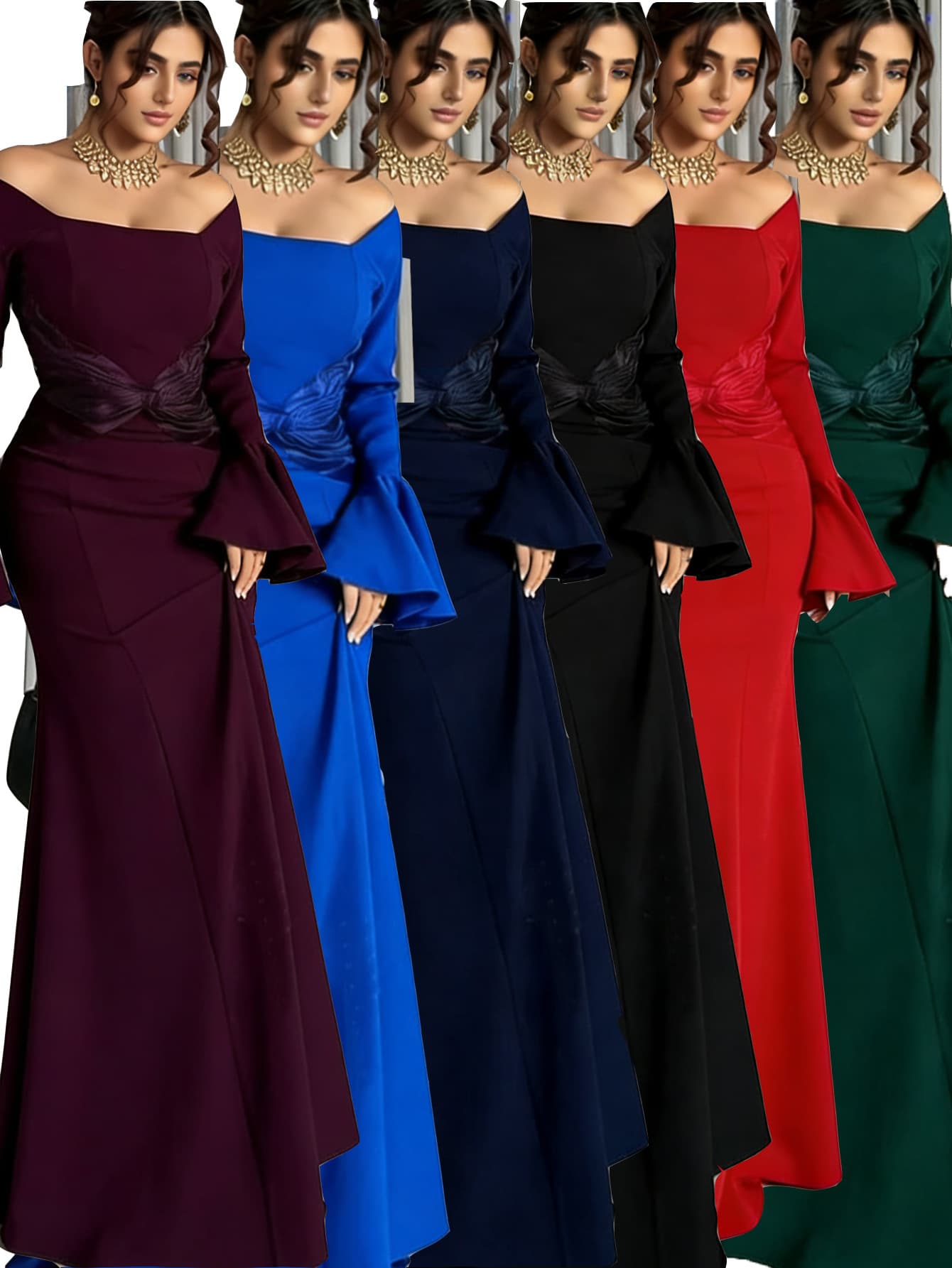 (Cross-border trading), long-sleeve, dress, 801W, (Physicals), European style, city style, Amazon, with sleeve, open shoulders