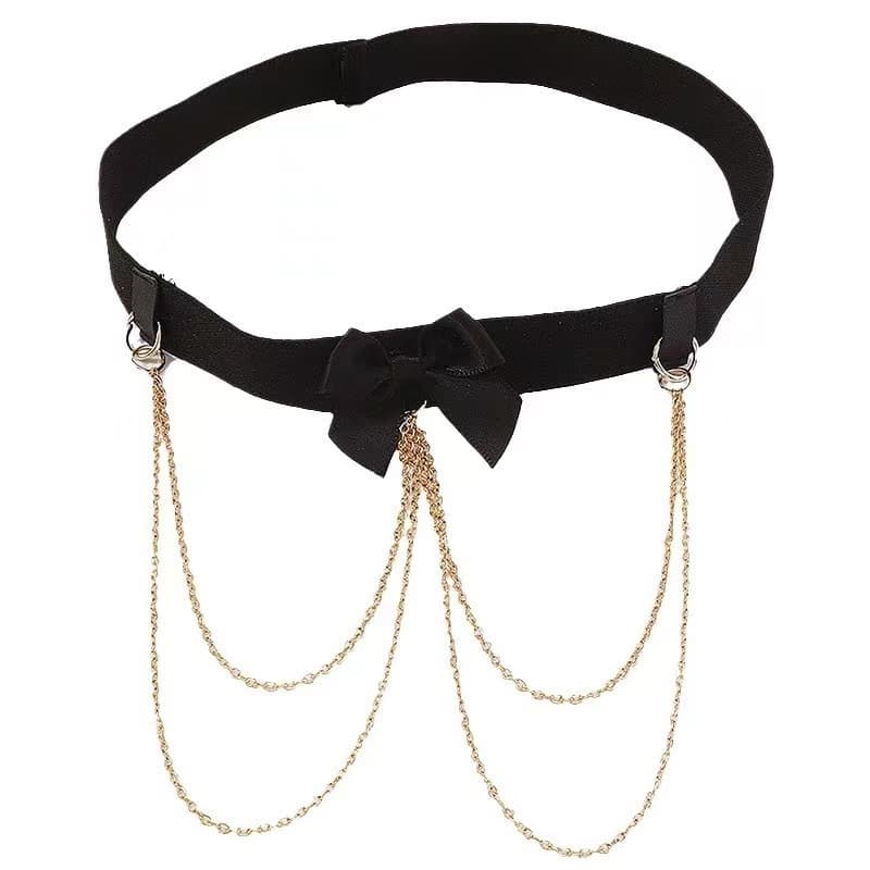 Choker with tassels with bow, leg strap, sexy chain, ankle bracelet, accessory, 2 carat 5