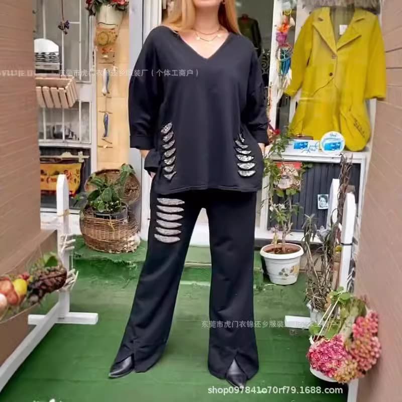 (Cross-border trading), set, (Physicals), cotton and linen, V-neckline