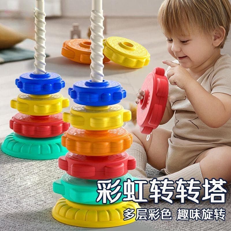 Rainbow Jenga, rings for baby, toy, early education