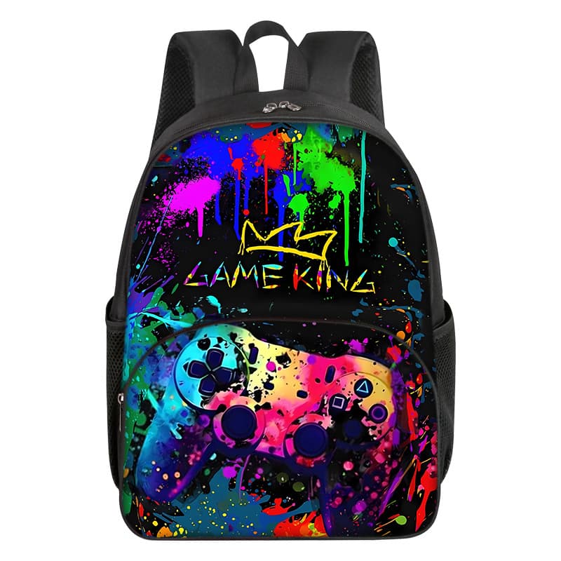 Game console for students, round double-layer backpack, bag, primary and secondary school, DIY 4