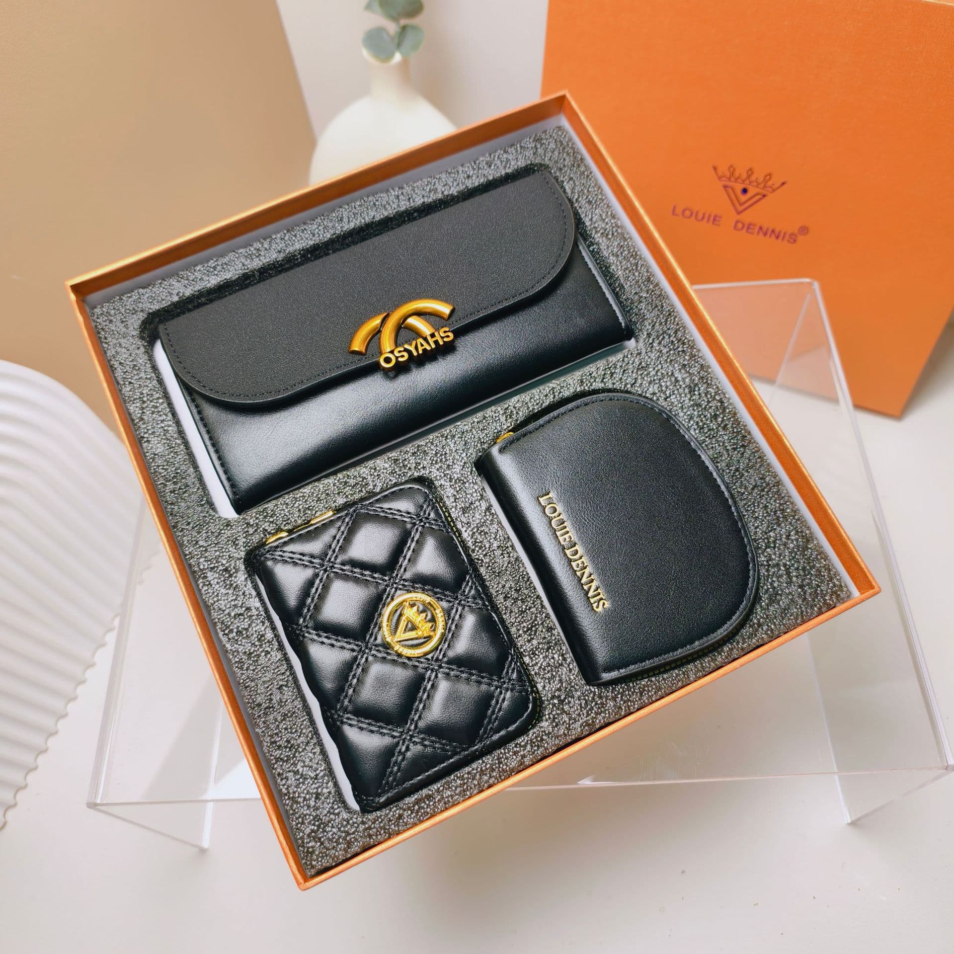 Set, gift box, wallet, card holder, 3 piece set 1