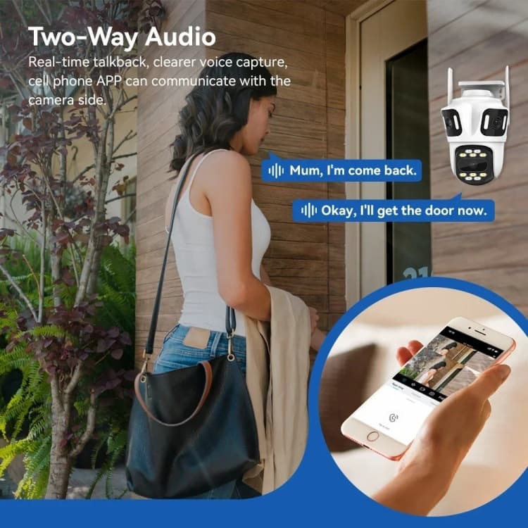 CCTV 4K wireless intelligent outdoor wireless 8X zoom audio PTZ triple lens safety camera 3