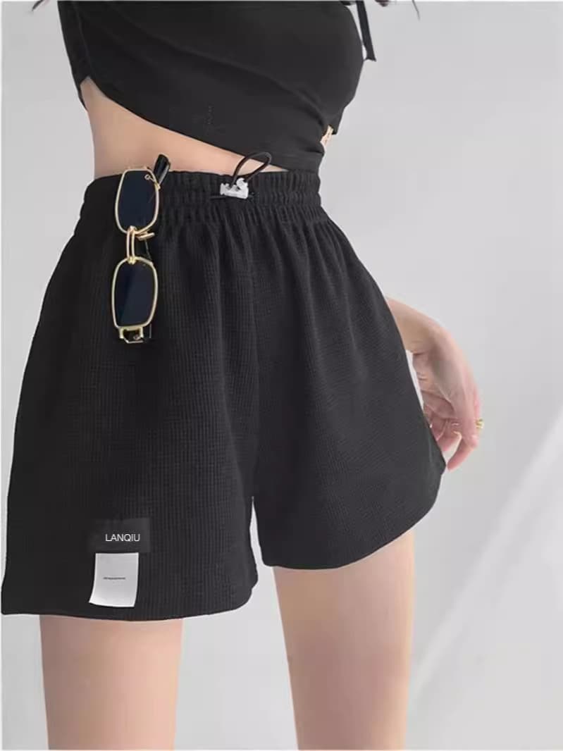 Shorts, sports trousers, elastic waist, high waist, loose straight fit 2