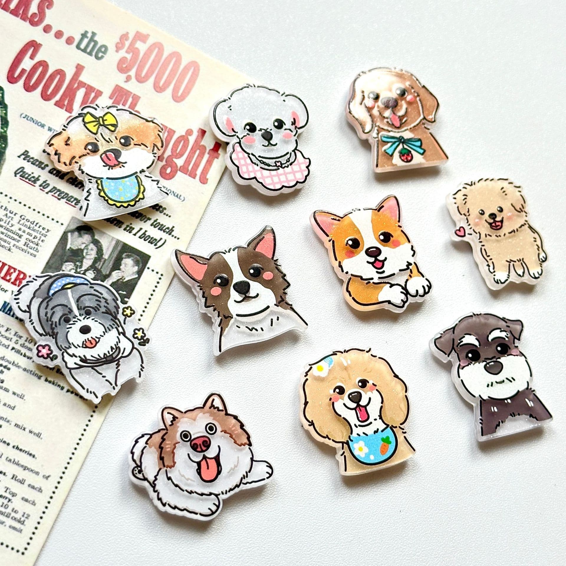 Cartoon cute acrylic sticker, hairgrip, brooch, badge, fridge magnet, pet, DIY 3