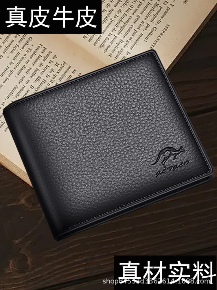 Leather short wallet, genuine leather, Collection Year 2025 2