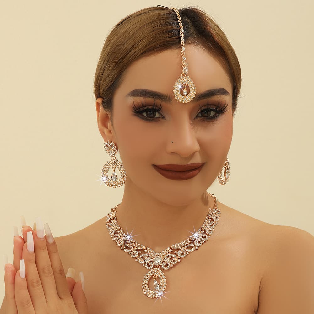 (Cross-border trading), metal jewelry for bride, necklace, chain, set, India 2