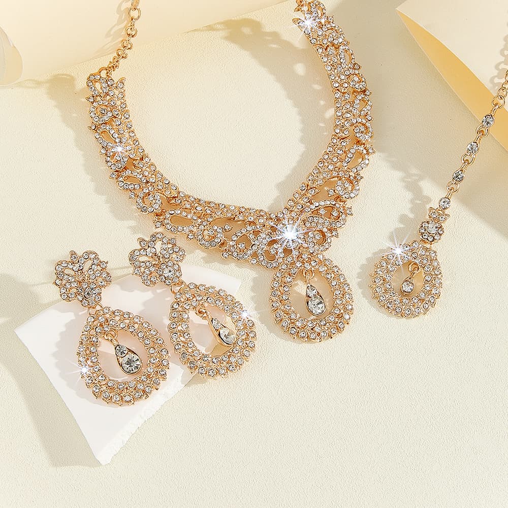 (Cross-border trading), metal jewelry for bride, necklace, chain, set, India 4