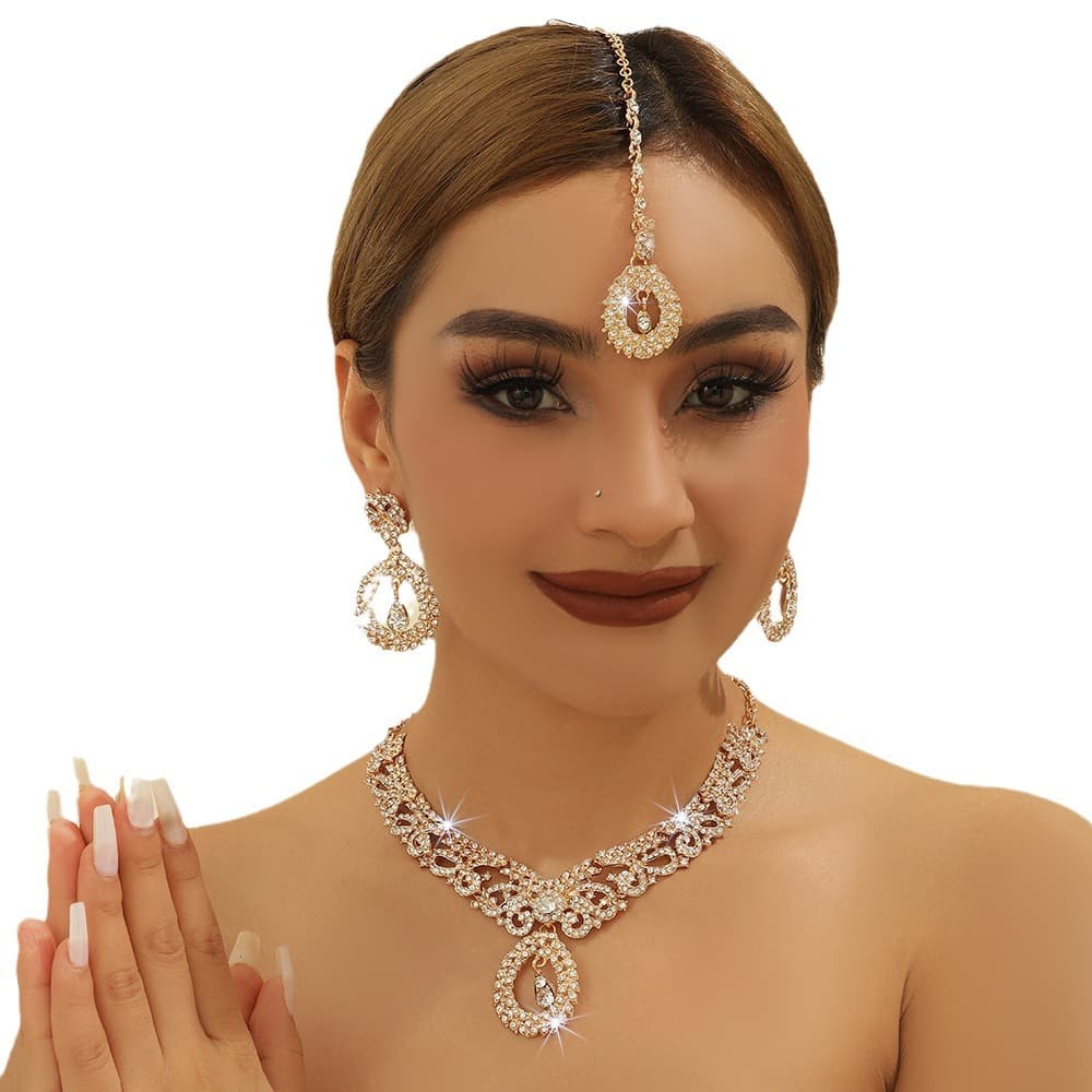 (Cross-border trading), metal jewelry for bride, necklace, chain, set, India 5