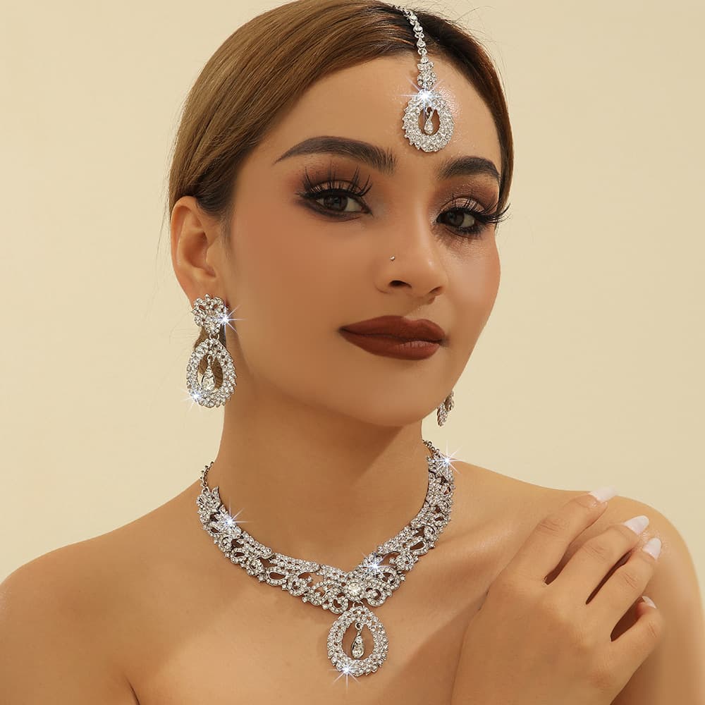 (Cross-border trading), metal jewelry for bride, necklace, chain, set, India 1