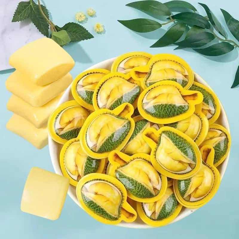 Office snacks 3D durian milk candy gummies durian candy bulk 200g about 30 single small packages 1