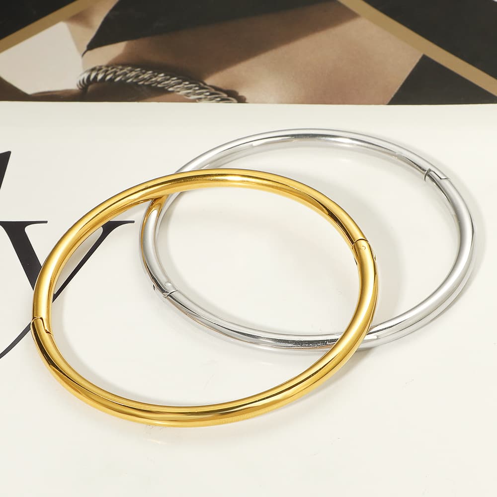 (Wholesale), glossy gold bracelet stainless steel, hairpins, simple and elegant design, 750 sample gold 2