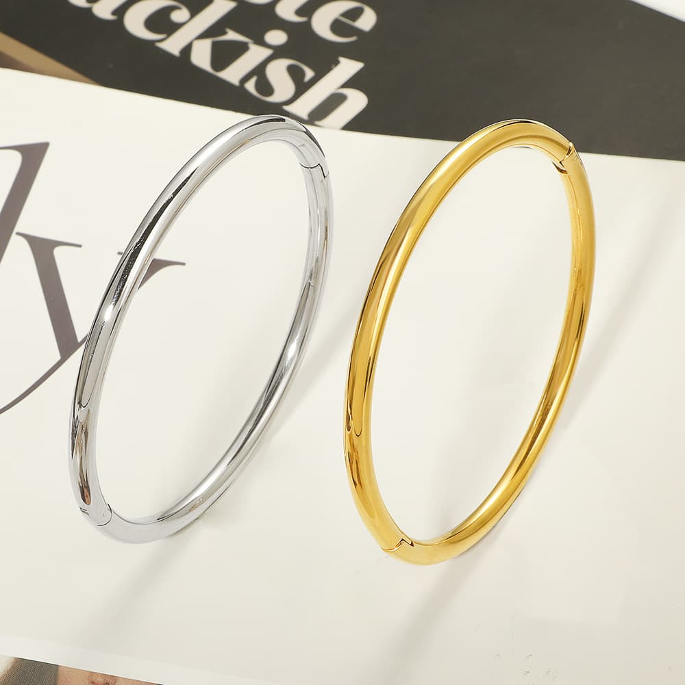 Glossy gold bracelet stainless steel, hairpins, simple and elegant design, 750 sample gold