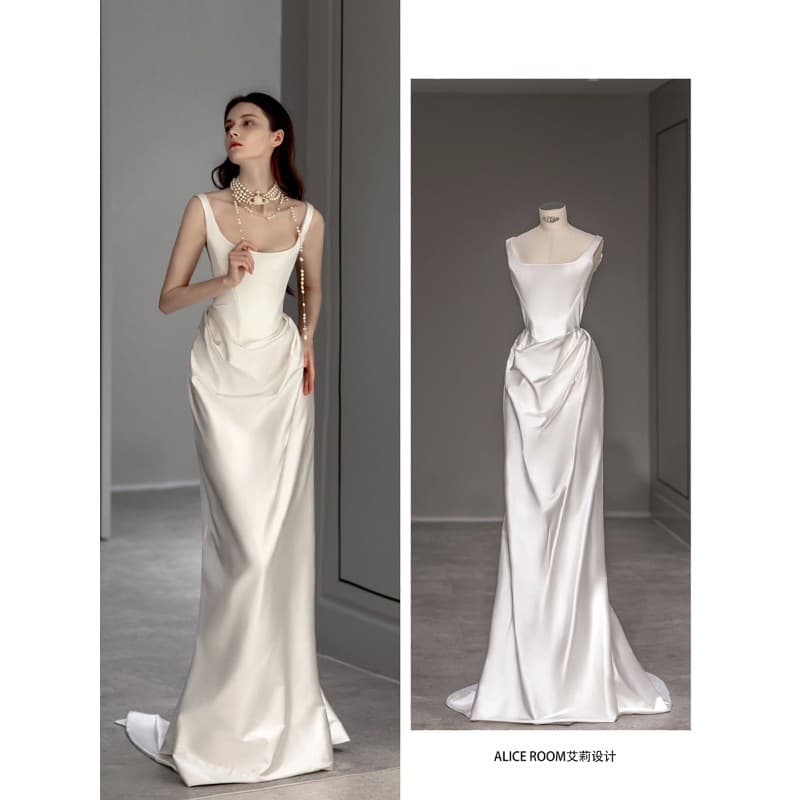 Saton light wedding banquet dress ALICE, the same delivery Zhao Lusi "Queen Mother" high -end bride 5