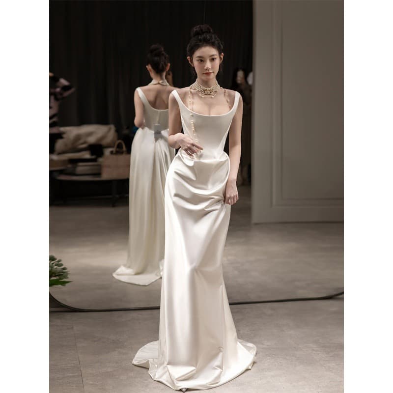 Saton light wedding banquet dress ALICE, the same delivery Zhao Lusi "Queen Mother" high -end bride