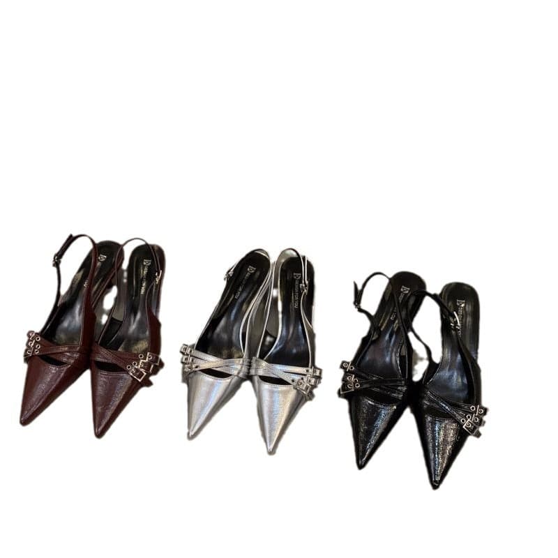 Niche high heels red Baotou sandals fairy shoes 2026 new spring and summer black French pointed toe shoes 5