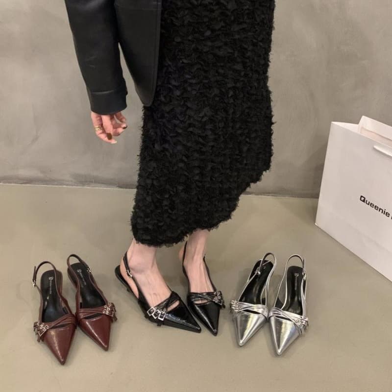 Niche high heels red Baotou sandals fairy shoes 2026 new spring and summer black French pointed toe shoes