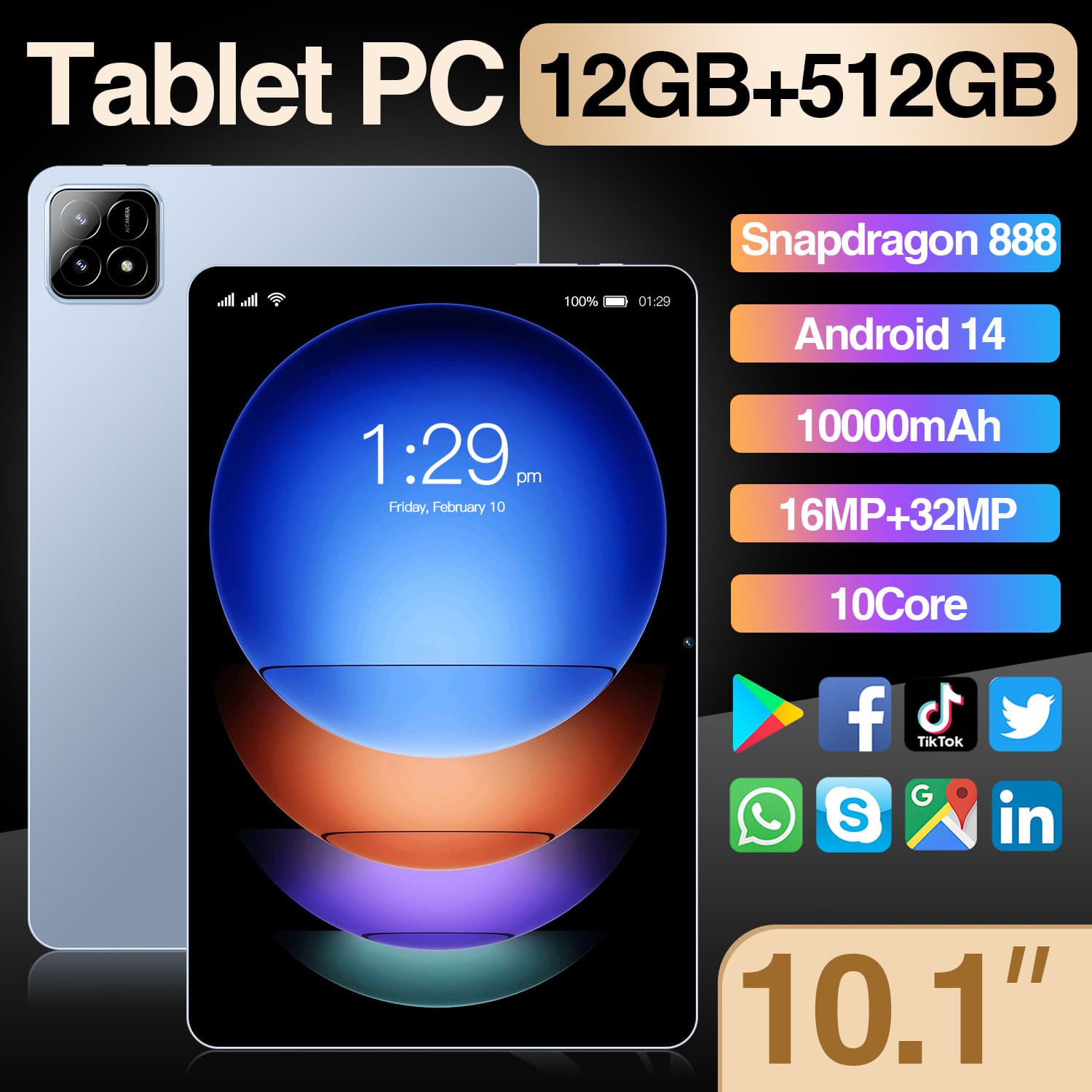 (Cross-border trading), tablet laptop *S, full screen display, 10.1 inch, Android, (Physicals) 1
