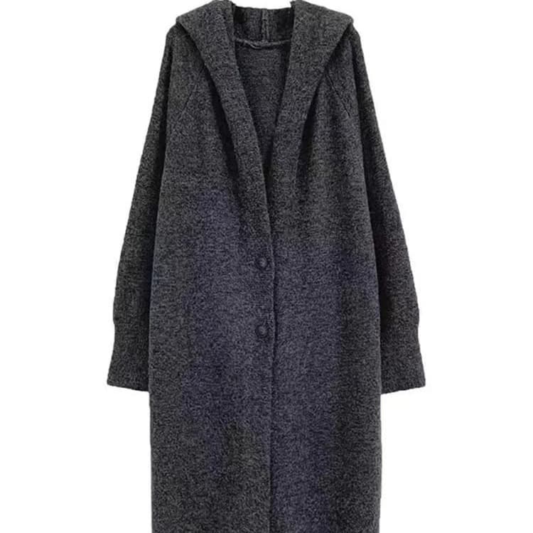 Long autumn cardigan with hood, sweater, jacket, city style 5