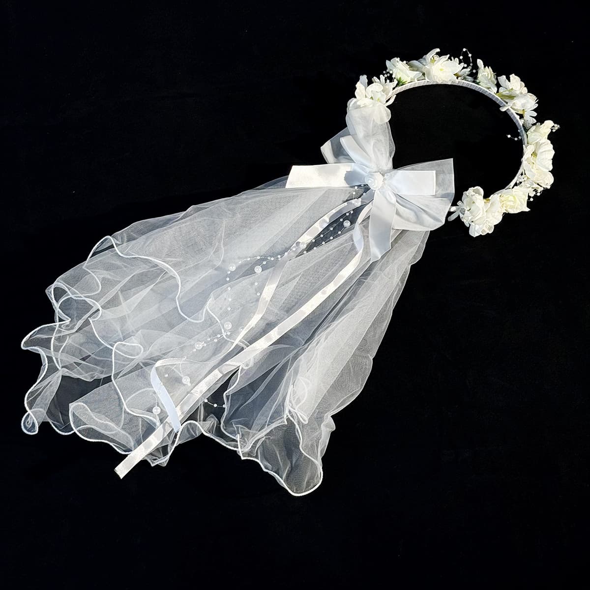Small princess costume for bride, hairgrip with bow, fuchsia headband, hair accessory 1