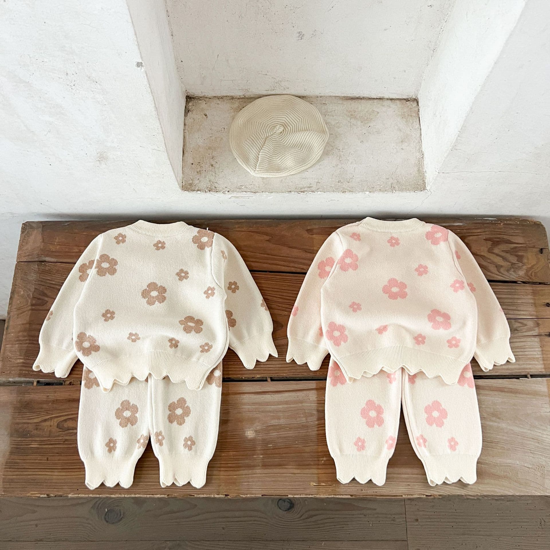 Brand children's cotton set, sweater, trousers, Korean style, flowered, loose fit, oversize 2
