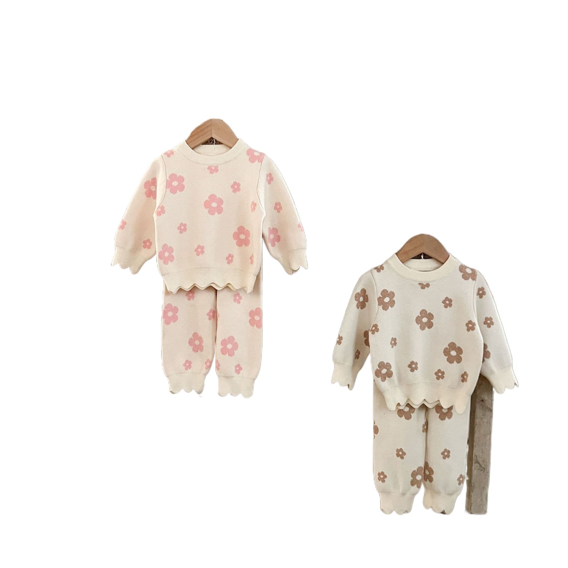 Brand children's cotton set, sweater, trousers, Korean style, flowered, loose fit, oversize 5