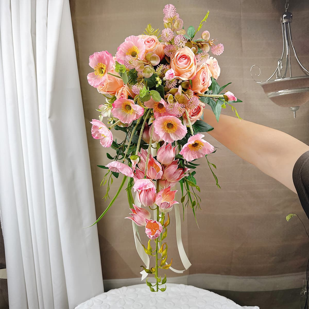 New Korean drooping hand bouquet wedding wedding wedding simulation flower bride wedding supplies, photography, photography wedding decoration 3