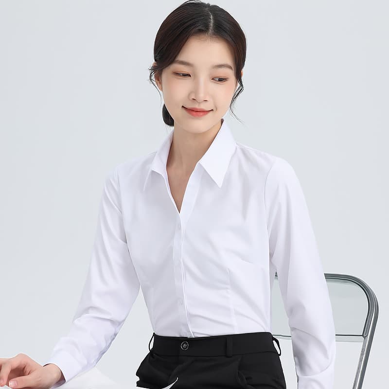 Shirt, autumn long-sleeve, classic suit jacket for work, Korean style, slim fit 2
